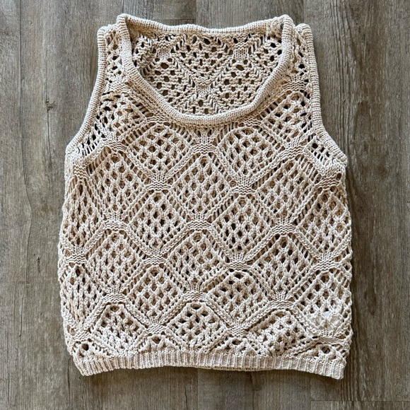 Beige Open Knit Tank - Picture 1 of 6